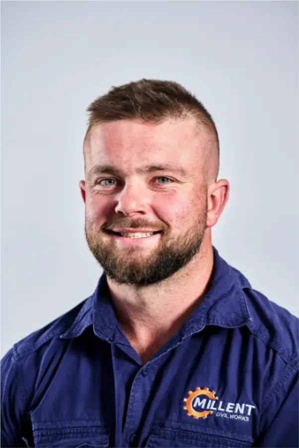 A professional portrait of Alex Butler, Site Manager at Millent Civil